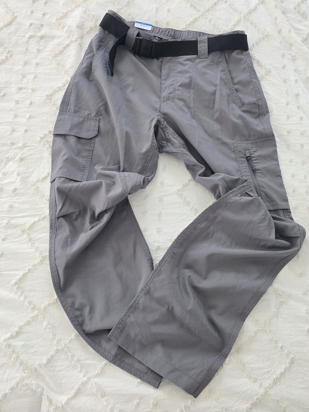 Columbia Men's Gray Cargo Pants with Built-In Webbing Belt